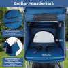 COSTWAY Foldable Dog Stroller, 3-Wheel Pet Stroller for Dogs and Cats up to 15 kg, with Cushion, Adjustable Canopy, Mesh Windows, Handle and Basket, Blue view 4