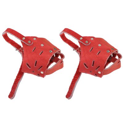 EPIGEIST 2-Pack Adjustable Leather Dog Muzzles, Size L
