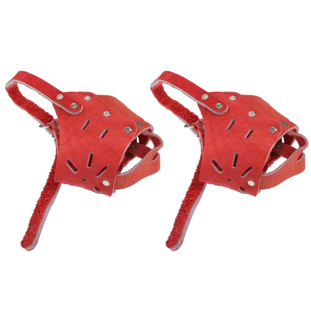 EPIGEIST 2-Pack Adjustable Leather Dog Muzzles, Size L