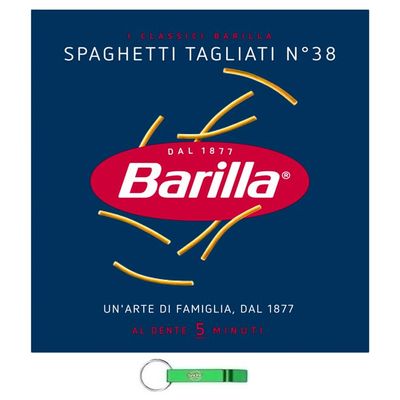 24x Barilla Spaghetti Tagliati No. 38, 100% Italian Pasta, 500 g + Free Beni Culinari Keychain