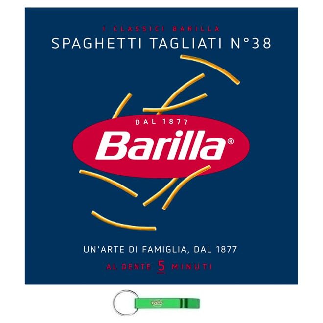 24x Barilla Spaghetti Tagliati No. 38, 100% Italian Pasta, 500 g + Free Beni Culinari Keychain