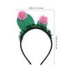 2 Funny Green Cactus Headbands with Flowers for Halloween view 2