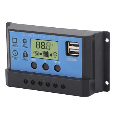 ZDETGU 12 V/24 V PWM Solar Charge Controller with LCD Display and USB Ports (C(30A))