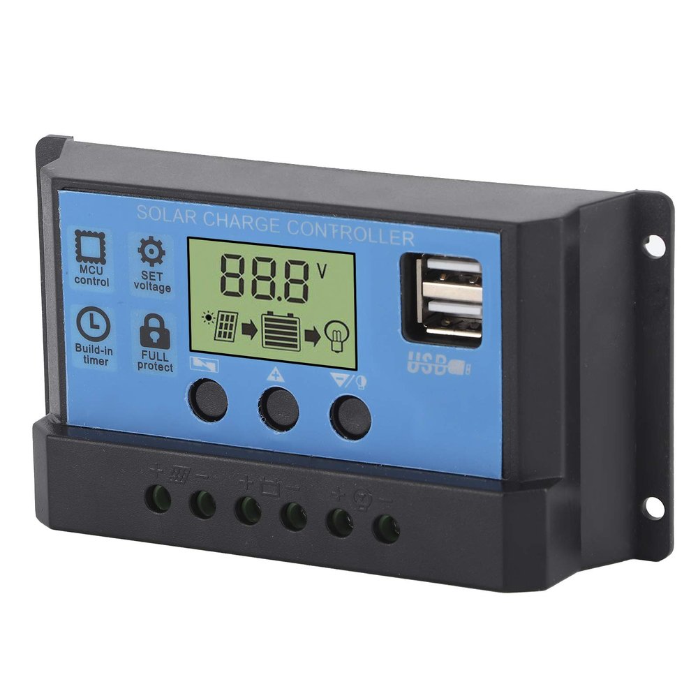 ZDETGU 12 V/24 V PWM Solar Charge Controller with LCD Display and USB Ports (C(30A))