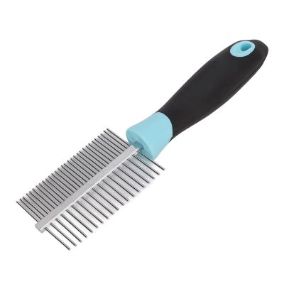 UPALDHOU Double-Sided Pet Comb for Dogs and Cats, 7.3 X 2 Inches (Blue)