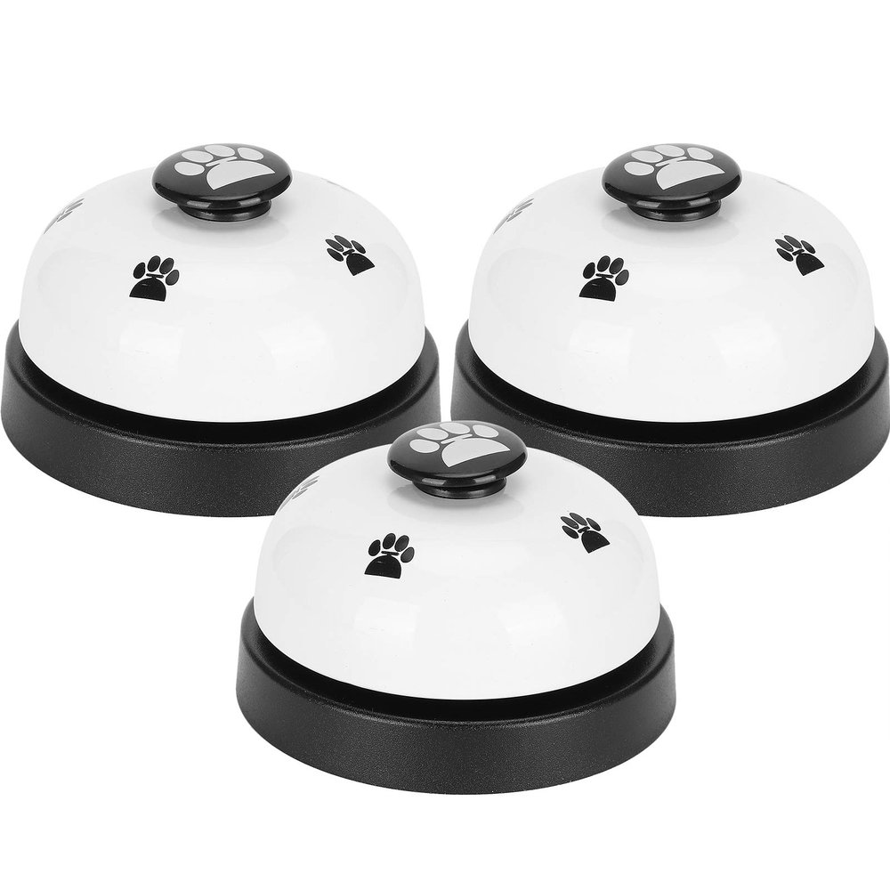 UPALDHOU Stainless Steel Pet Training Bell Set, Clear and Durable, Dog and Cat Dinner Bells, 3-Piece Interactive Training Toys (White)
