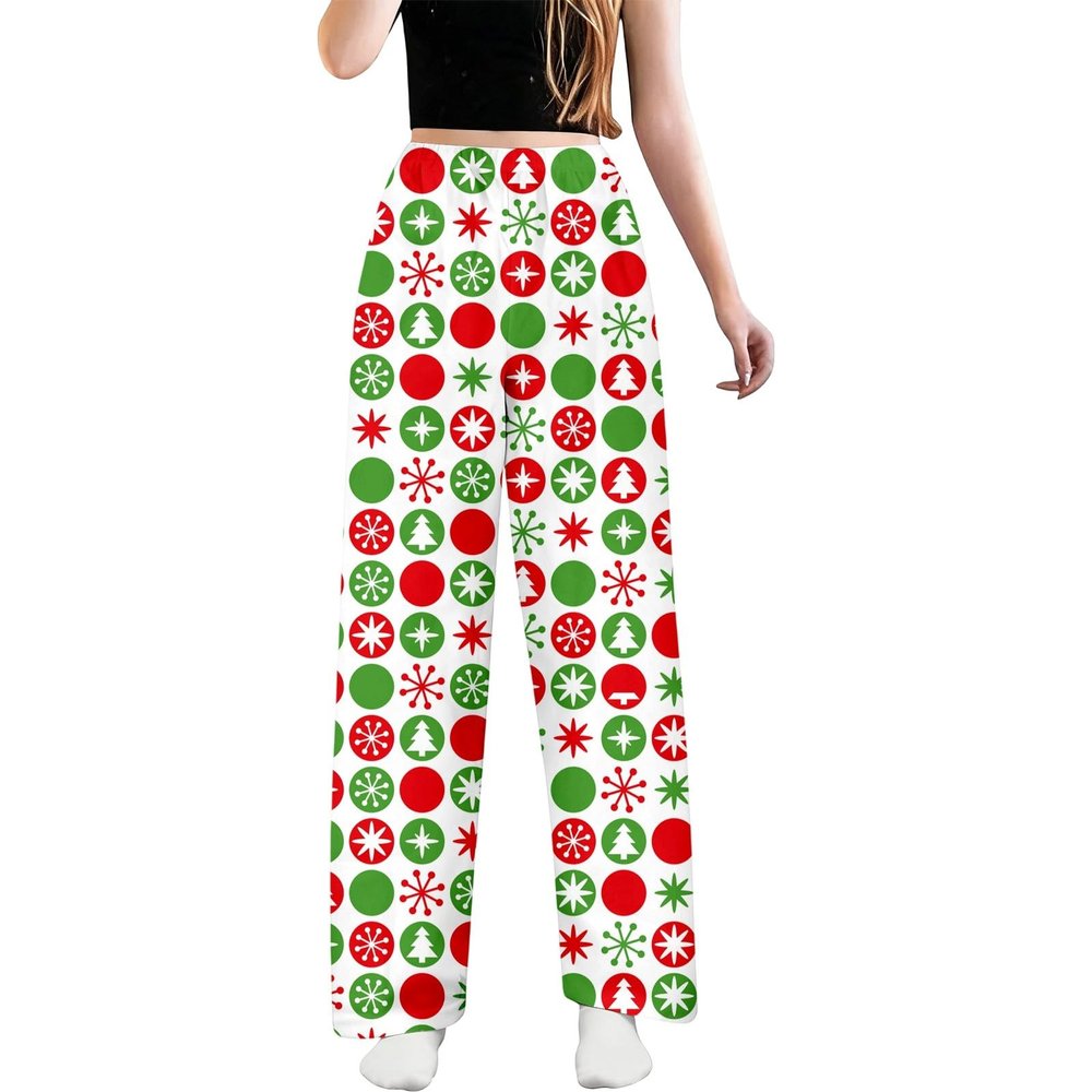 Zanisouta Women's Plaid Christmas Pajama Pants with Snowflake Print