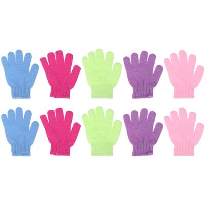 STOBAZA 10 Nylon Exfoliating Gloves for Body Scrubbing and Bath Massage