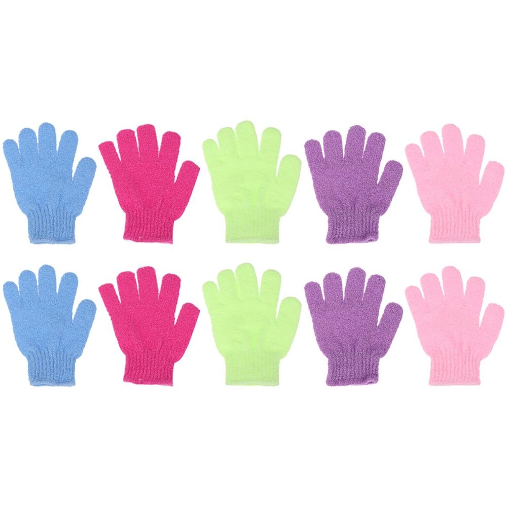 STOBAZA 10 Nylon Exfoliating Gloves for Body Scrubbing and Bath Massage