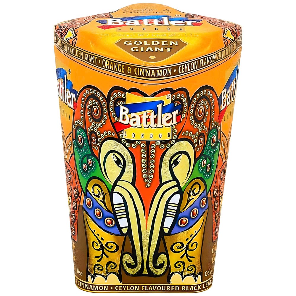 Battler Black Ceylon Tea Orange & Cinnamon, Aromatic Loose Black Tea from Sri Lanka in Metal Tin, 100 g