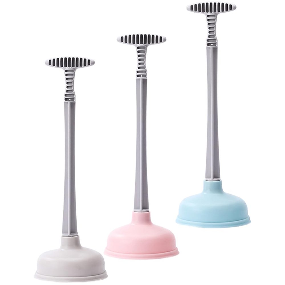 3-Piece Toilet Plunger Set with Strong Suction for Bathrooms and Hotels