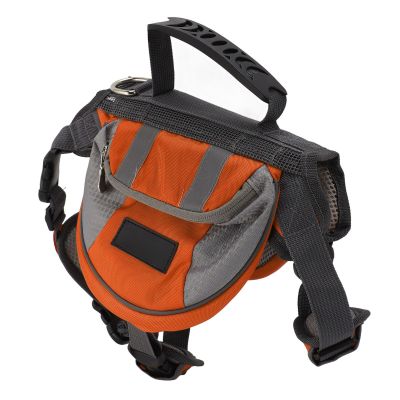 UPALDHOU Durable Dog Harness with Saddlebag, Reflective Strips, Breathable, Comfortable Design for Hiking Dogs Weighing 39.7–61.7 lb (ORANGE)