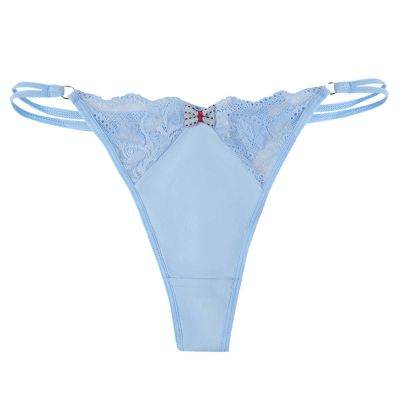 Women's Sexy Low-Rise T-Back Thong Panties, Blue, XS