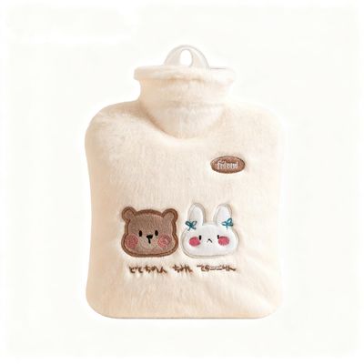 Plush Mini Hot Water Bottle, Cream