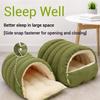 Removable Washable Winter Enclosed Cat Bed, Soft Warm Plush Cave House, Non-Slip Pet Sleeping Bag for Indoor Cats and Small Dogs, Orange, L view 3