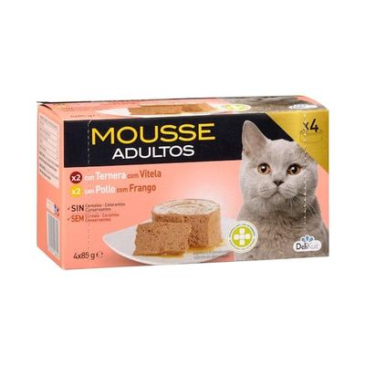 Mousse with Beef and Chicken for Adult Cats, 340 g, 4 Trays, Pack of 6