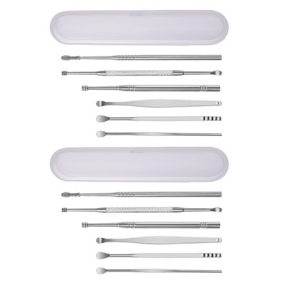 ELAYARD 2-Piece Medical Stainless Steel Ear Spoon Earwax Remover Set, Rust-Resistant, Non-Slip, for Adults and Children, with Storage Box