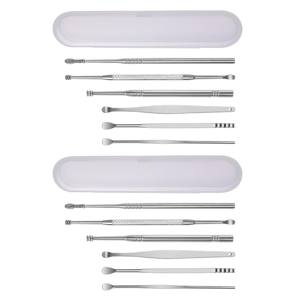 ELAYARD 2-Piece Medical Stainless Steel Ear Spoon Earwax Remover Set, Rust-Resistant, Non-Slip, for Adults and Children, with Storage Box