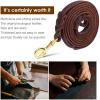 Genuine Leather Braided Dog Leash, 160 cm, Brown/Black view 4