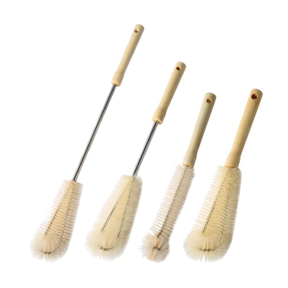 SUPVOX 4-Piece Bottle Brush Set with Long Handles, Cup and Bottle Cleaning Brushes with Gentle Nylon Bristles for Water and Baby Bottles