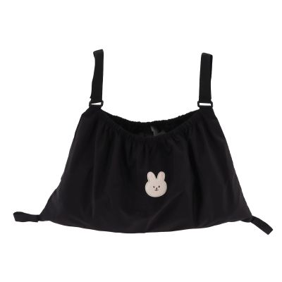 OVAQUIXI Universal Stroller Organizer, Elastic, Large Capacity, Tear-Resistant Nylon Hanging Bag for Everyday Essentials (Black Rabbit)