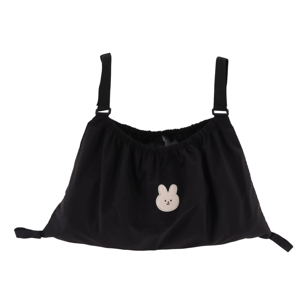 OVAQUIXI Universal Stroller Organizer, Elastic, Large Capacity, Tear-Resistant Nylon Hanging Bag for Everyday Essentials (Black Rabbit)