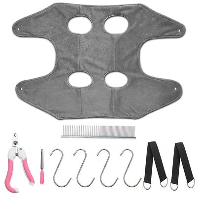 YIXANNX Pet Grooming Hammock for Medium Pets, Nail Trimming, Bathing, Drying and Restraint, Gray, L