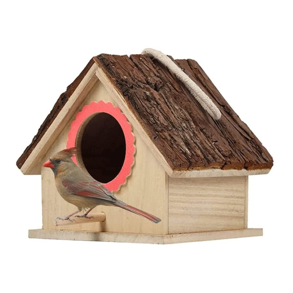 KFGISD Wooden Hanging Bird Cage and Birdhouse
