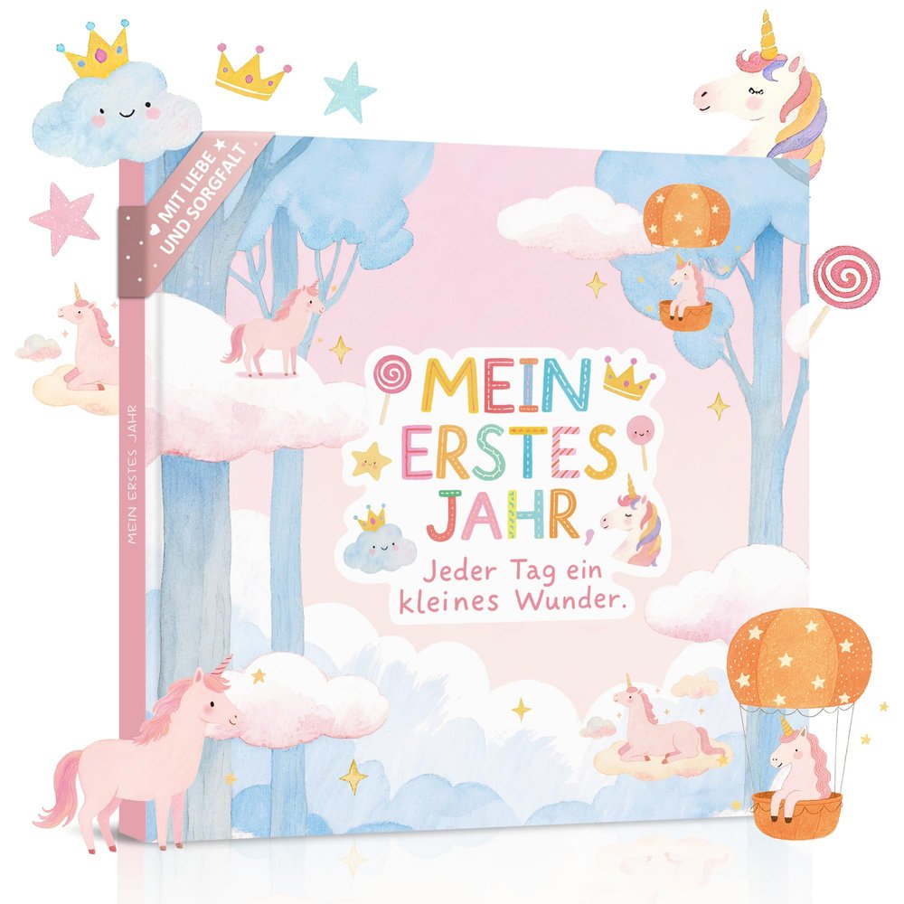 BIROYAL My First Year Baby Album, Hardcover, Dream Unicorn