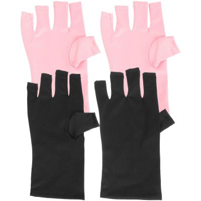 LABRIMP 2 Pairs Fingerless UV Protection Manicure Gloves