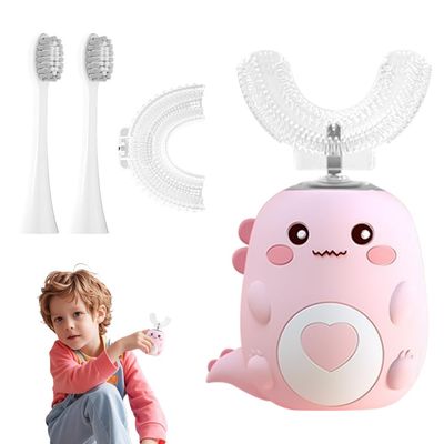 Hojalis Lulabini Dinobrush Automatic Sonic Toothbrush for Kids, Pink
