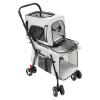 Double-Layer Pet Stroller for Dogs & Cats, 33 lb Capacity, Foldable, Gray view 1