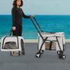 Double-Layer Pet Stroller for Dogs & Cats, 33 lb Capacity, Foldable, Gray view 2