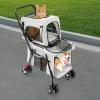 Double-Layer Pet Stroller for Dogs & Cats, 33 lb Capacity, Foldable, Gray view 4
