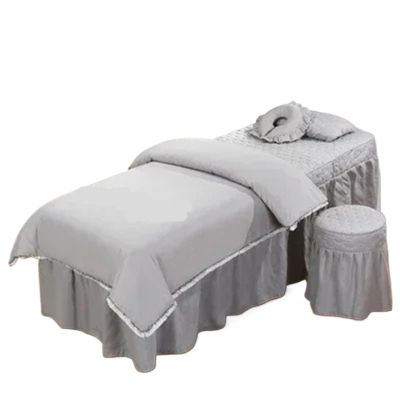 GZKDKZB 4-Piece Beauty Bed Cover Set with Tassel Embroidery, Gray, 80 x 1