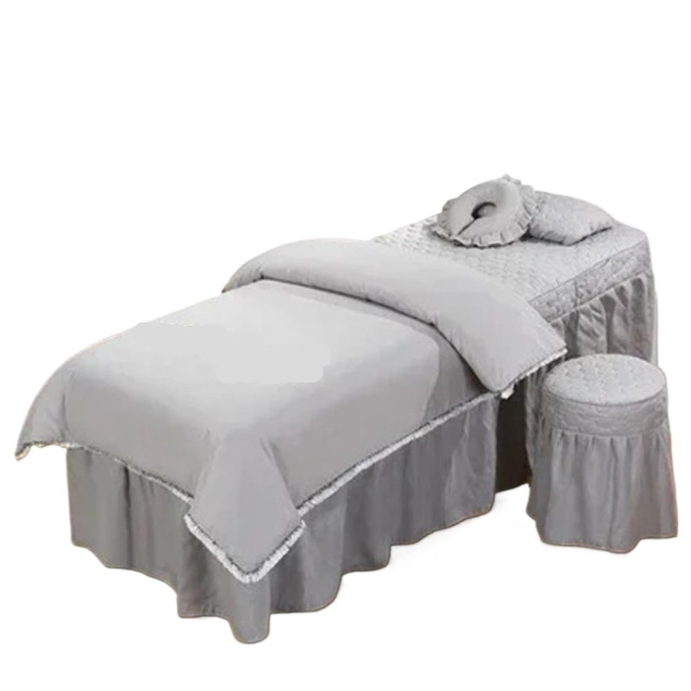 GZKDKZB 4-Piece Beauty Bed Cover Set with Tassel Embroidery, Gray, 80 x 1