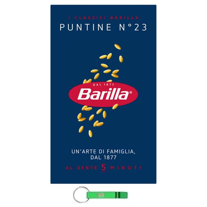 16x Barilla Puntine Pasta No. 23, 100% Italian, 500 g Pack + Free Beni Culinari Keychain