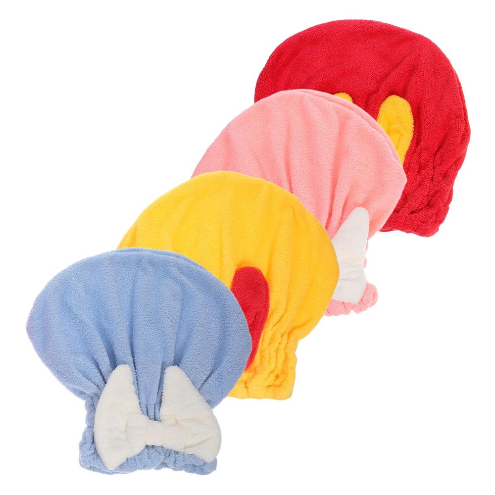 ELEOUTI 4-Pack Quick-Drying Hair Turbans with Large Bow
