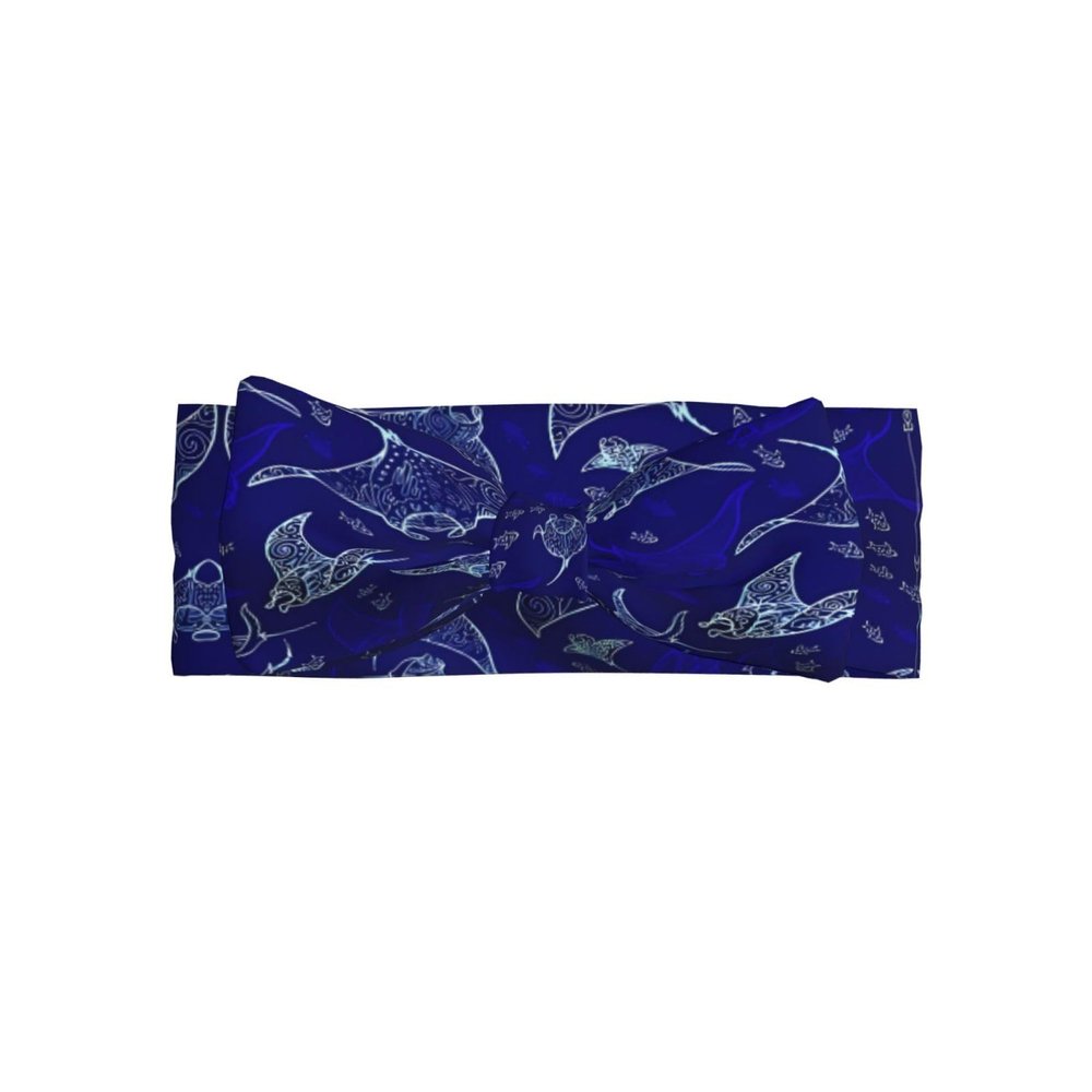 ZhaoYuGoods Baby Bow Headband with Manta Ray and Fish Print