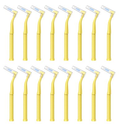 Interdental Brushes, 0.7 mm, 16-Piece, L-Shaped, Yellow