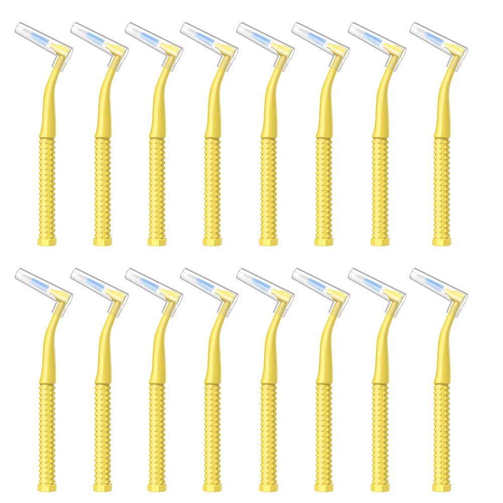 Interdental Brushes, 0.7 mm, 16-Piece, L-Shaped, Yellow