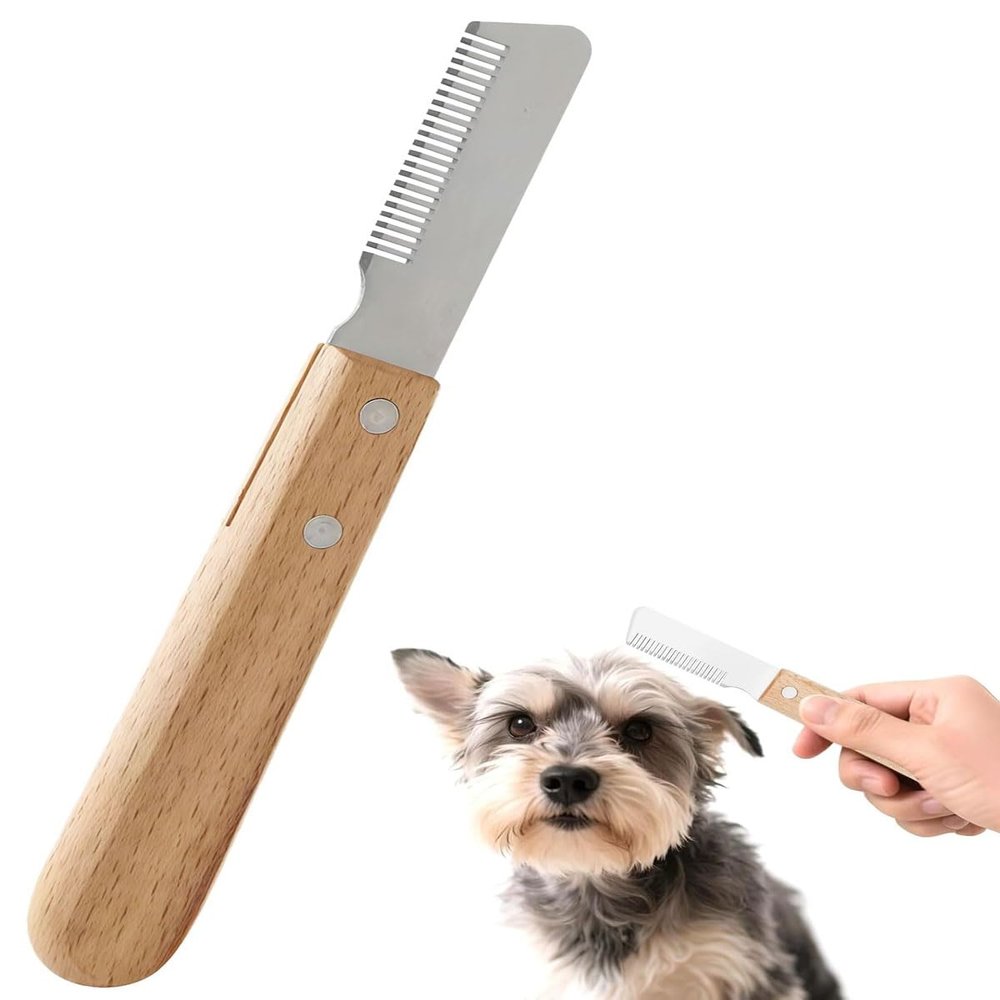 FUGLUS Dog Trimming Comb with Wooden Handle