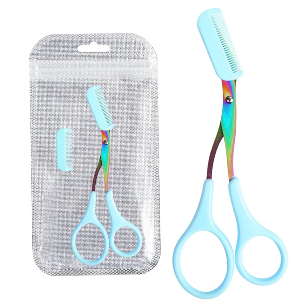 Professional Eyebrow Scissors with Comb, Stainless Steel Trimmer for Precise Shaping and Safe Grooming