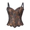 Women's Gothic Overbust Corset Top with Straps, Brown, XS view 1