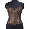 Women's Gothic Overbust Corset Top with Straps, Brown, XS view 2