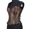 Women's Gothic Overbust Corset Top with Straps, Brown, XS view 3