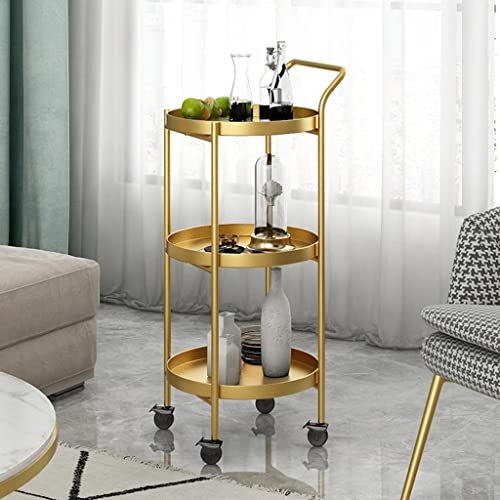 IEOWY Metal Bar Cart with Rotating Corner Shelf