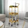 IEOWY Metal Bar Cart with Rotating Corner Shelf view 1