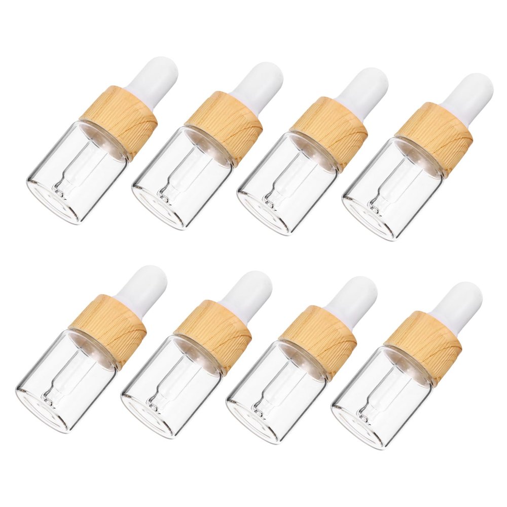 Angoily Christmas Party Wood-Grain Glass Dropper Bottles, 5 mL, 8-Pack