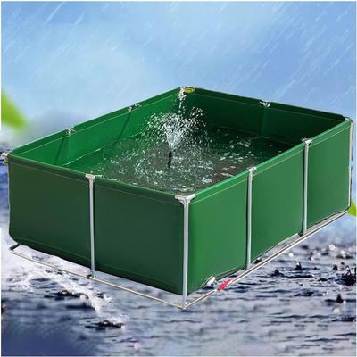 Large Outdoor Water Tank with Stand, 2 x 2 x 0.9 m, for Koi Fish and Turtles, Green Aquarium and Swimming Pool